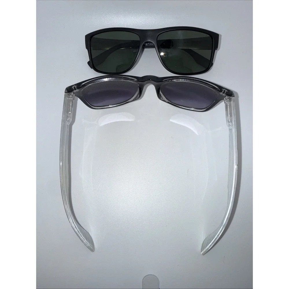 Lot of 2 Pairs PUGS Authentic Sunglasses Black Frames Mirror & Black Lens-Invest